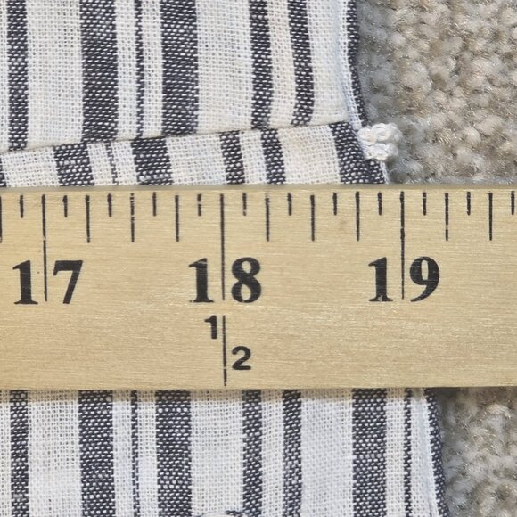 BeachLunchLounge Striped Tie Waist Linen Cotton Jumpsuit Women's Size Medium - Picture 8 of 16